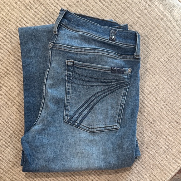 7 For All Mankind Heidi Tailorless Light and Dark Blue Denim - Picture 1 of 5
